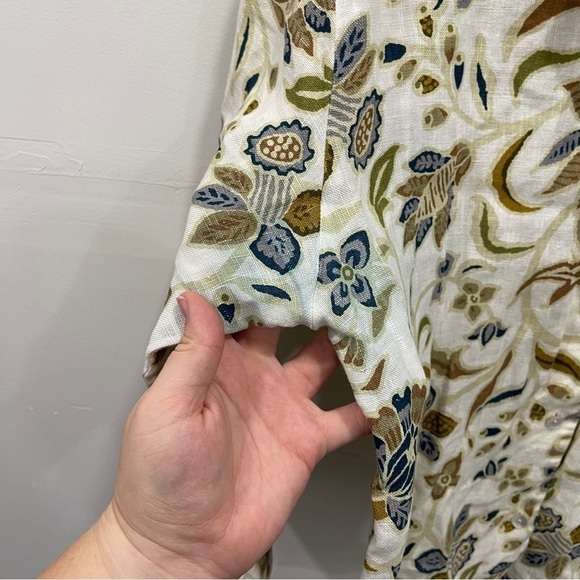 Habitat Linen Leaf Printed Lightweight Jacket Button Down Medium *flawed* - Picture 8 of 10